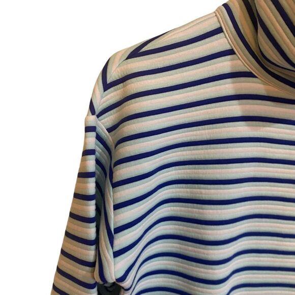 Talbots textured funnel neck pullover blue stripe sweatshirt NWT - Picture 3 of 9